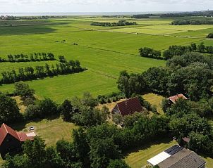 Groen uitzicht vanaf De Grutto vakantiehuis in Midsland Noord, Terschelling.