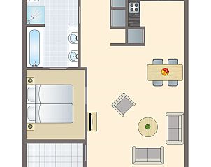 Unterkunft 040415 - Bungalow Ameland - Ameland State | 2-4-persoons appartement | 2-4B1